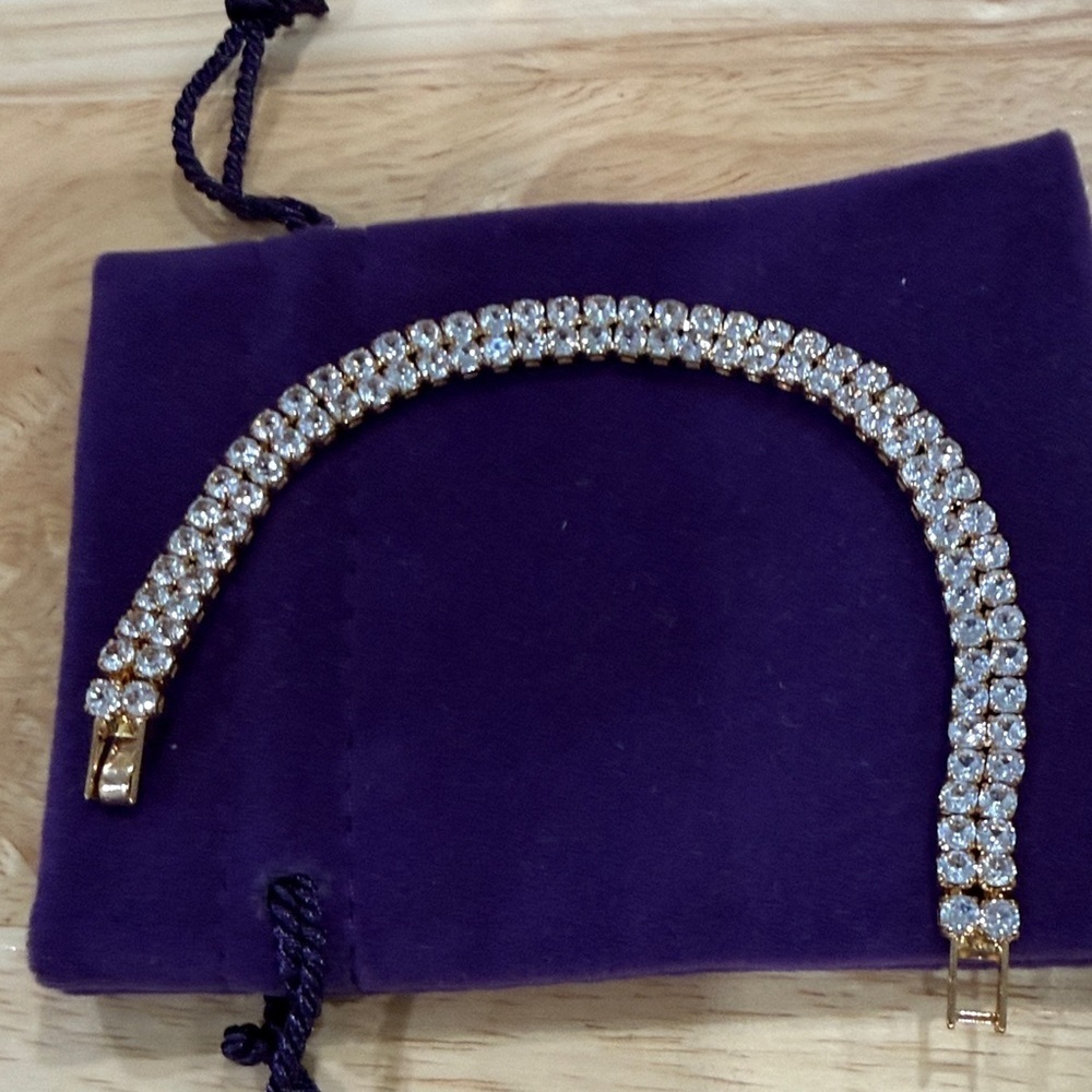 Gold and Crystal Tennis Bracelet